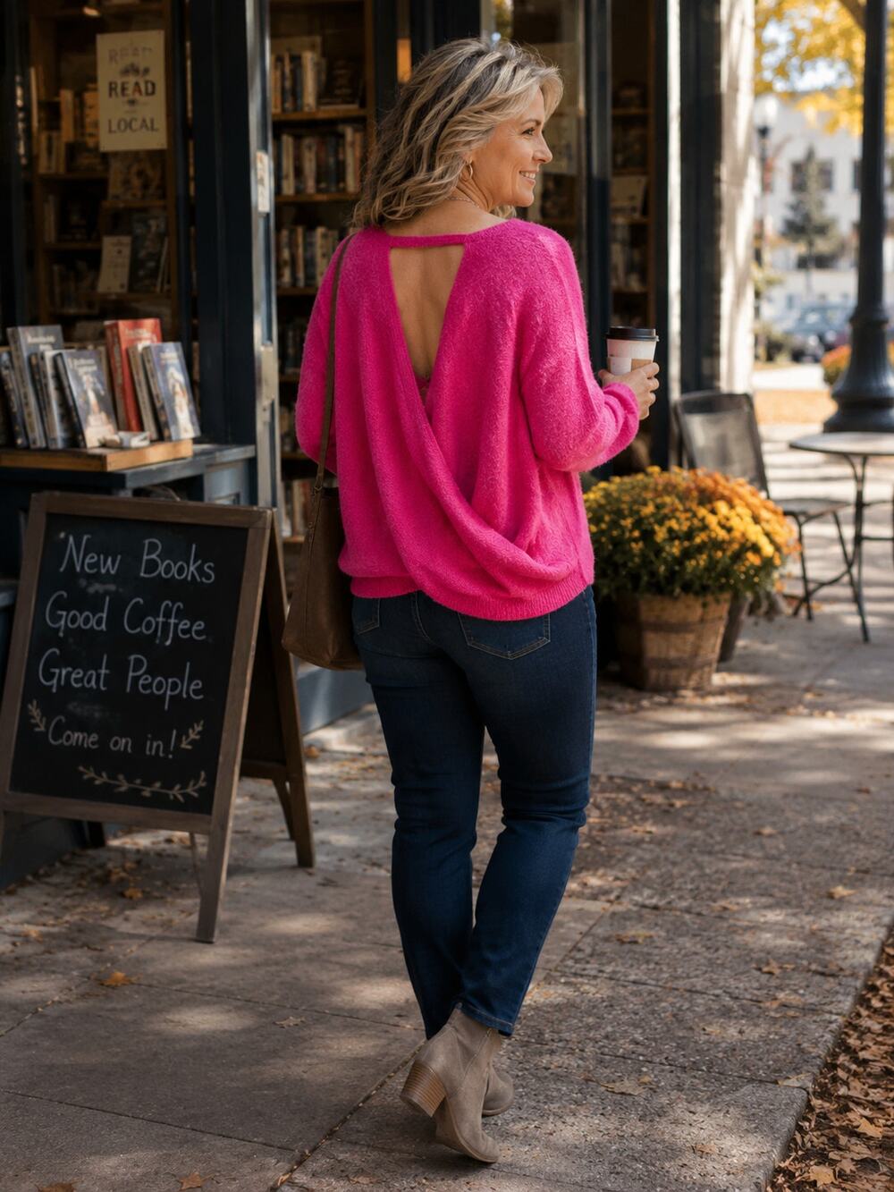 LOFT Plus 14 Pink Fuzzy Open Back Sweater Draped Back Soft Cozy Casual Glam